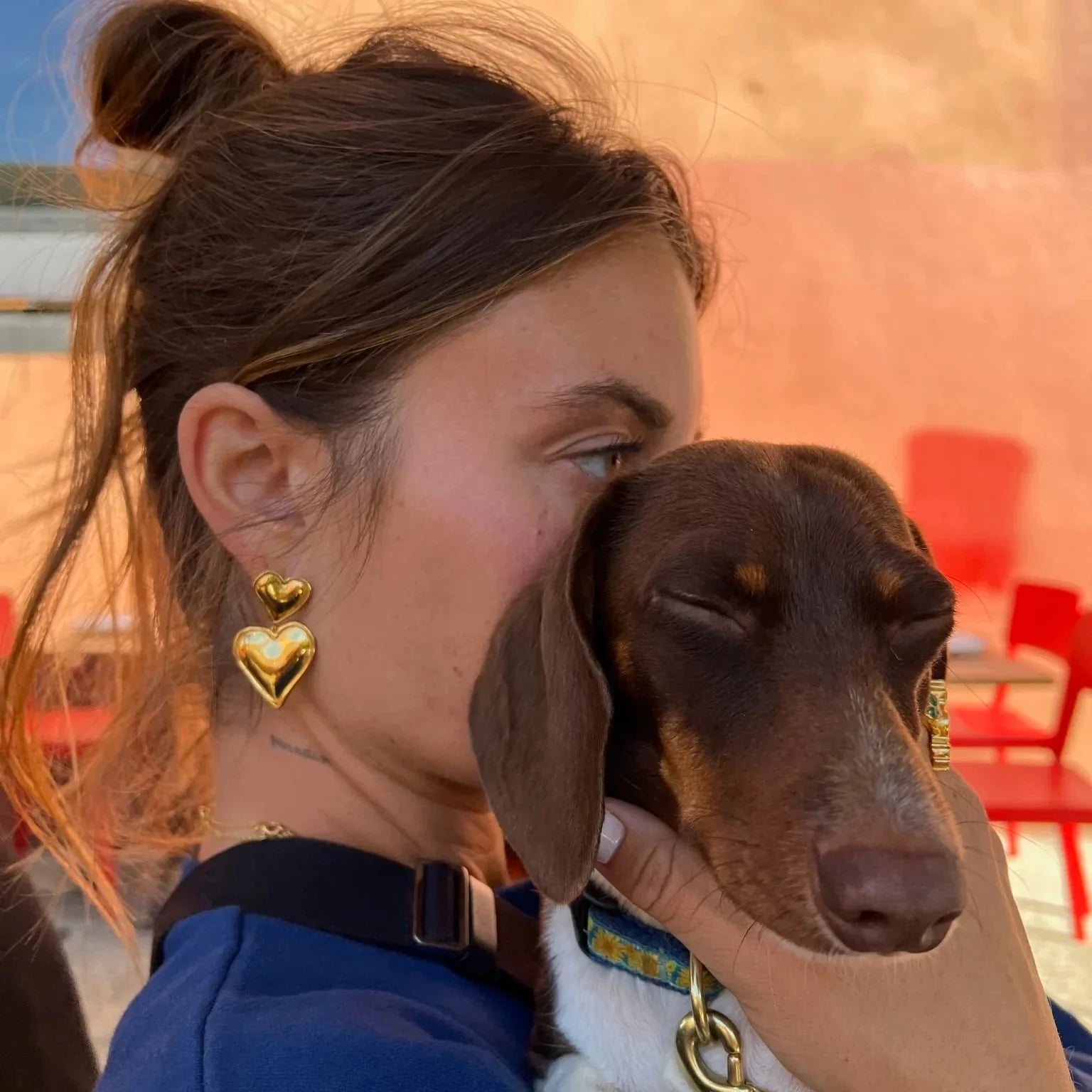 Kolczyki serca pozłacane 14K